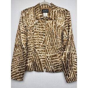 Jolibel Jacket Womens 18 Rhinestone Animal Print Textured Blazer